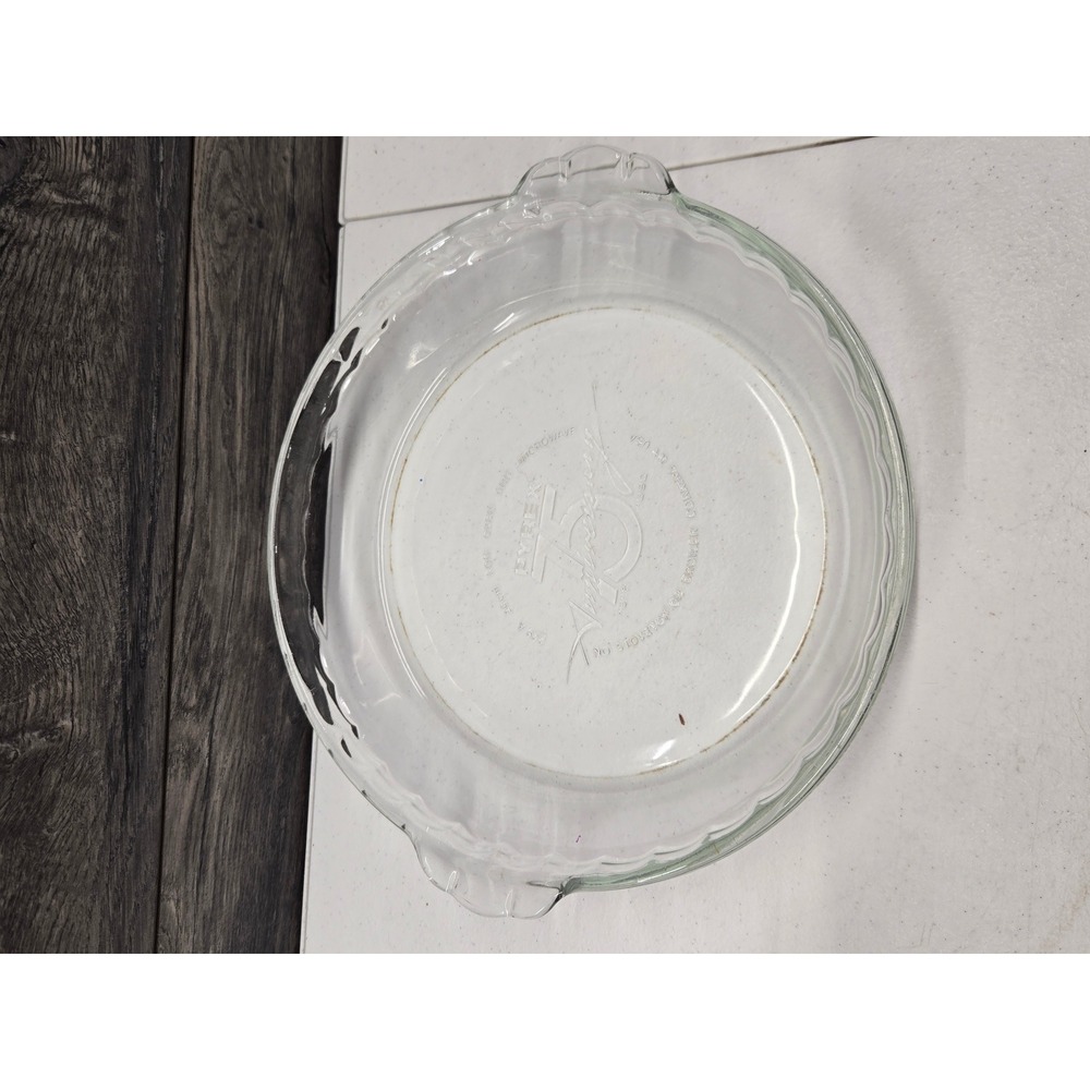Pyrex 75th Anniversary Glass Pie Plate 9.5 Inch 24cm Fluted Dish 229 A 1915-1990